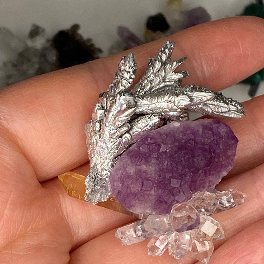 Purple Amethyst Cluster Statement Ring With Silve… - image 4